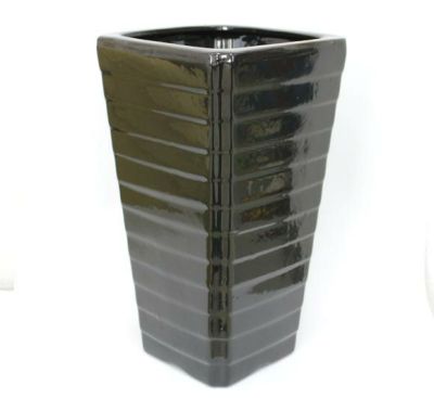 【送料無料】ブラックスクエア陶器鉢（Gタイプ） （小）（＋鉢底石+鉢底ネットサービス）