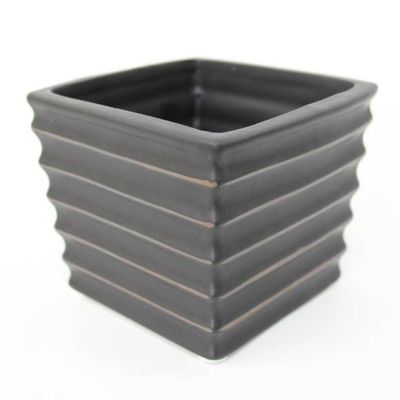 スモールサイズ用　陶器鉢（ブラック） リップルスクエア90