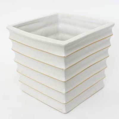 スモールサイズ用　陶器鉢（ホワイト） リップルスクエア90