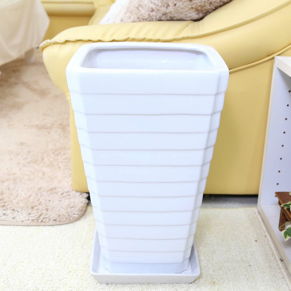 ホワイトスクエア陶器鉢（Gタイプ） （大）