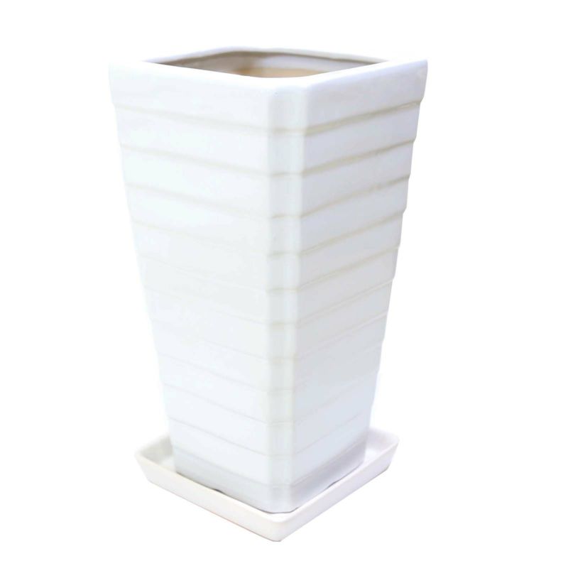 ホワイトスクエア陶器鉢 Gタイプ（小）