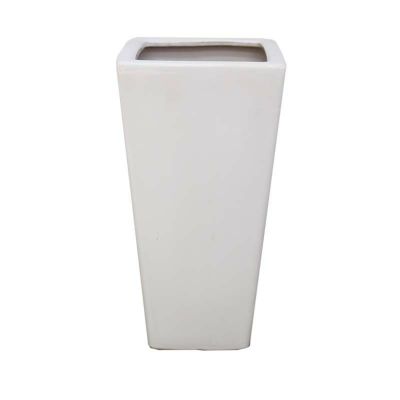 ホワイトスクエア陶器鉢（セミロング）Ｓサイズ 7号 （＋鉢底石+鉢底ネットサービス）