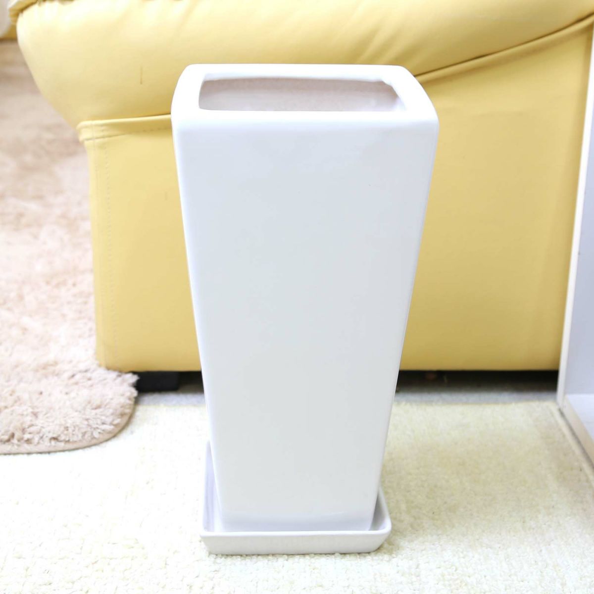 ホワイトスクエア陶器鉢（セミロング）M7サイズ 7号