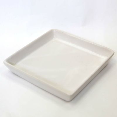 陶器製 鉢皿（受け皿・受皿）（スクエアホワイト）１４．５