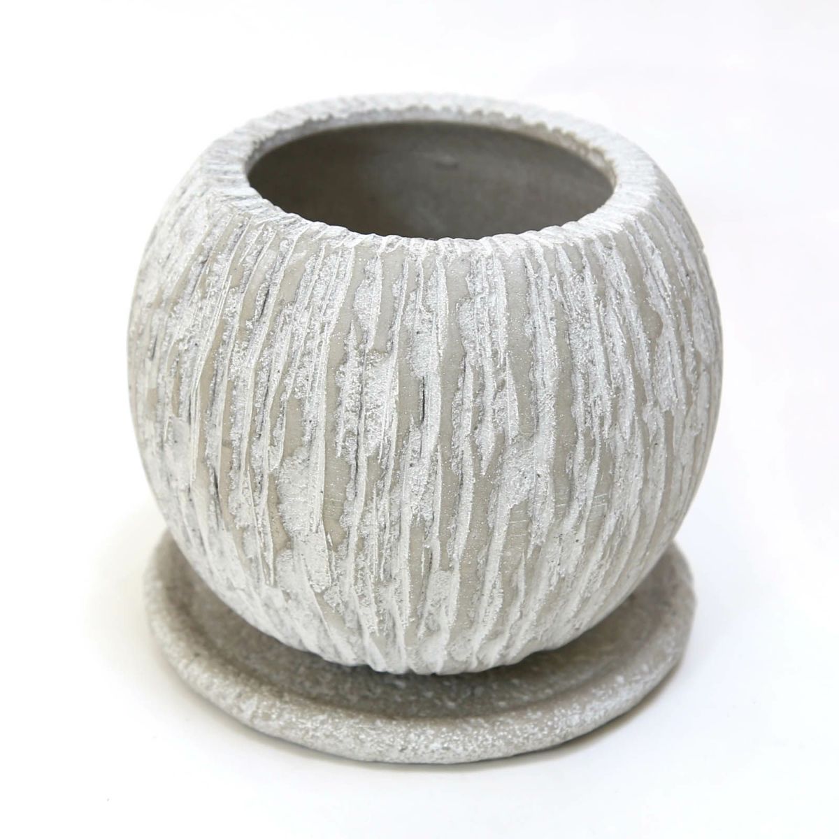 ホワイトグレー・セメント鉢 丸形